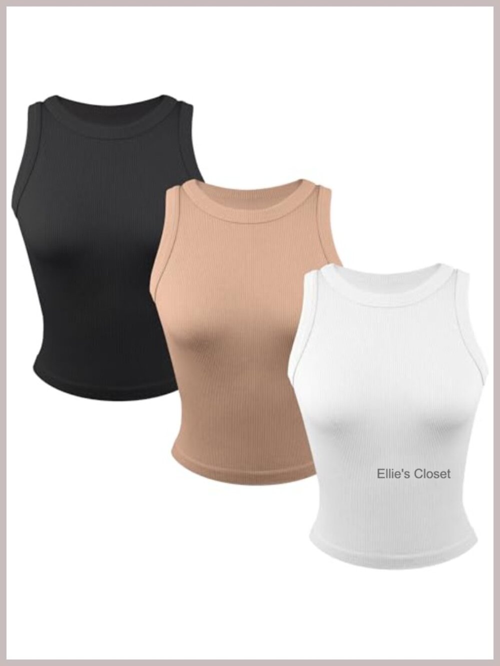 3 Pack Stretch Ribbed Tank Tops for Women Racerback Crew Neck